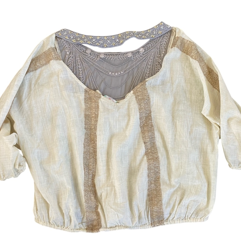 Free People Beaded Low Back Embellished Blouse - med - Picture 8 of 13